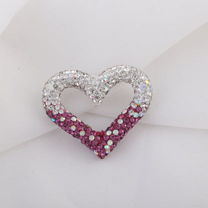 Shimmer Hollow Heart Frame Polymer Clay Rhinestone Beads 32mm 6pcs 10