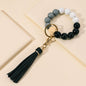 Wooden Beads Tassel Wristlet Keychain Natural Texture Pastel Colors 8