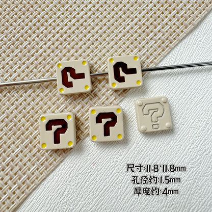 Square Metal Beads 11mm Painted Question Mark Design 20pcs 12