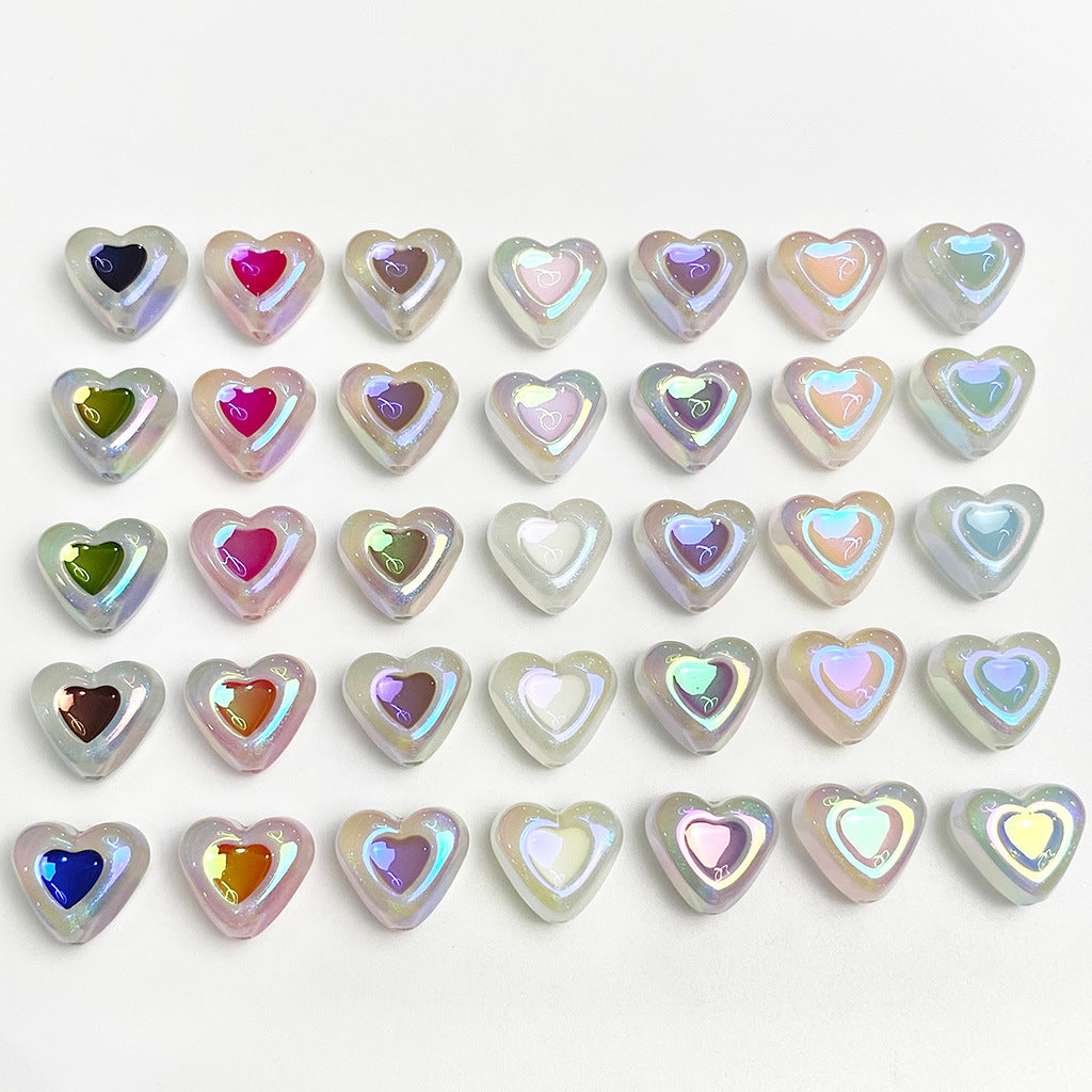 Glow Heart Acrylic Beads 15mm Two-Color Glow In The Dark 50pcs 2