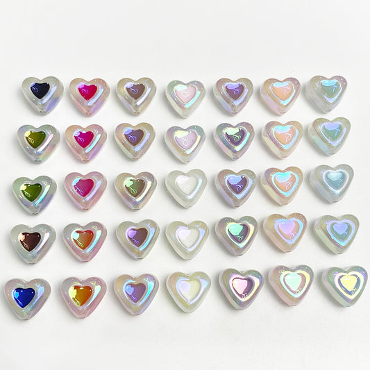 Glow Heart Acrylic Beads 15mm Two-Color Glow In The Dark 50pcs 2