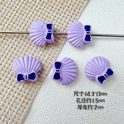 Shell and Mermaid Tail Metal Beads 14mm Glossy Pastel Painted Alloy 10pcs 10