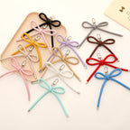 Colorful PU Leather Bow Keychain with Silver Tone Metal 3pcs