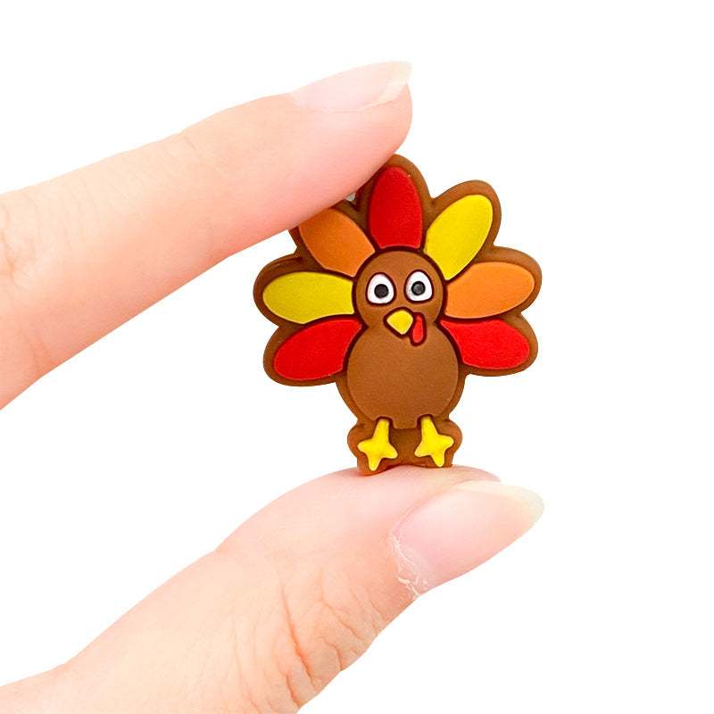 Silicone Focal Beads Thanksgiving Turkey Colorful Vibrant 20pcs 3