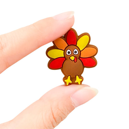 Silicone Focal Beads Thanksgiving Turkey Colorful Vibrant 20pcs 3