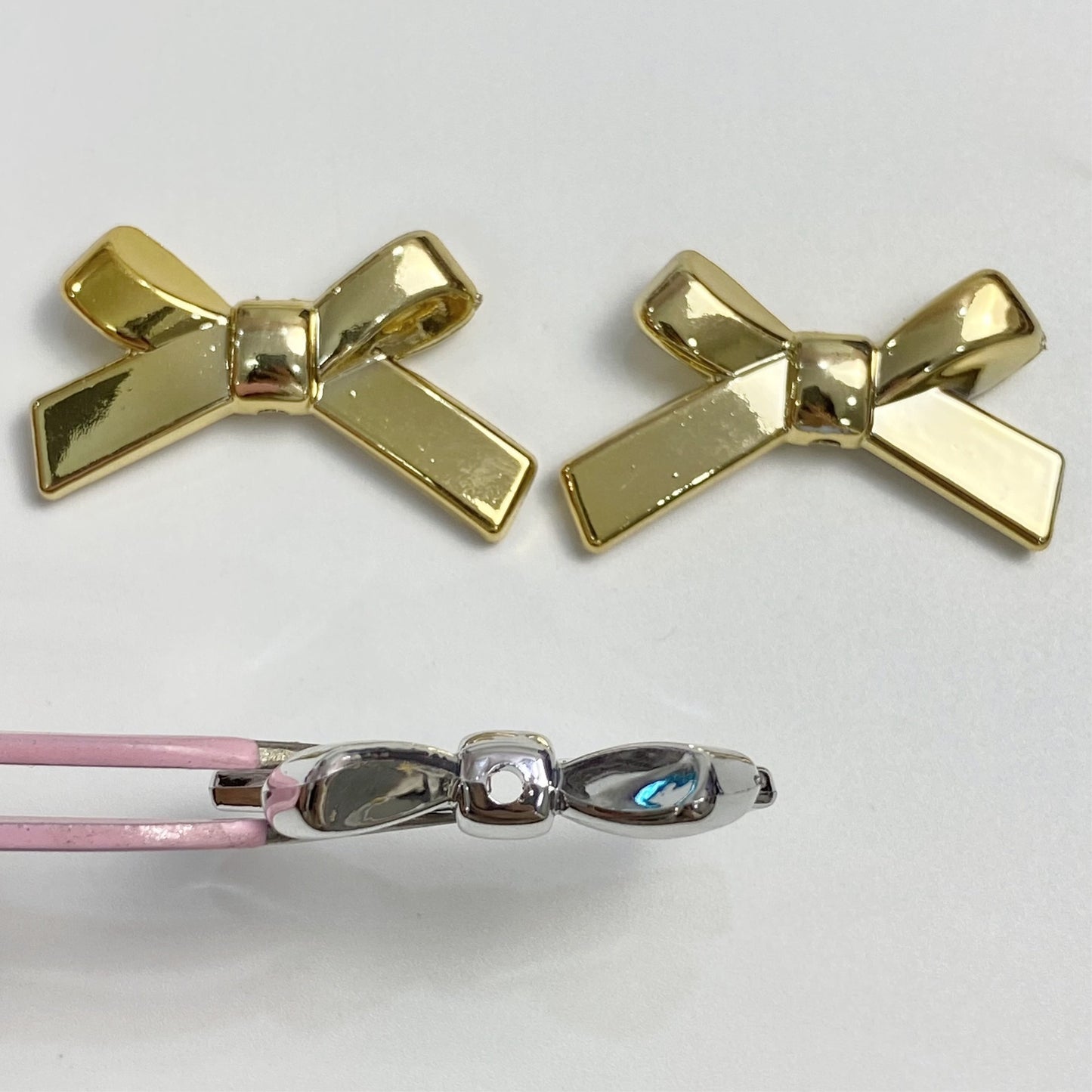 UV Plating Cross Shaped Bow Acrylic Beads 20mm 60pcs 4