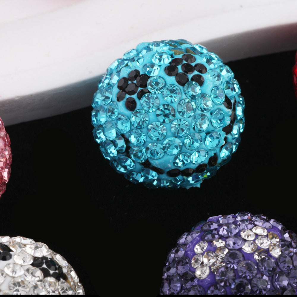 Smiley Face Bubblegum Rhinestone Beads 20mm Polymer Clay Full Rhinestones 6pcs 4