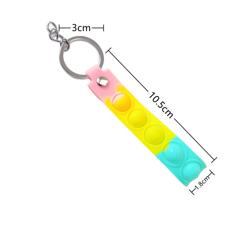 PVC Soft Rubber Bubble Wristlet Keychain Pastel Tie Dye Colors 5