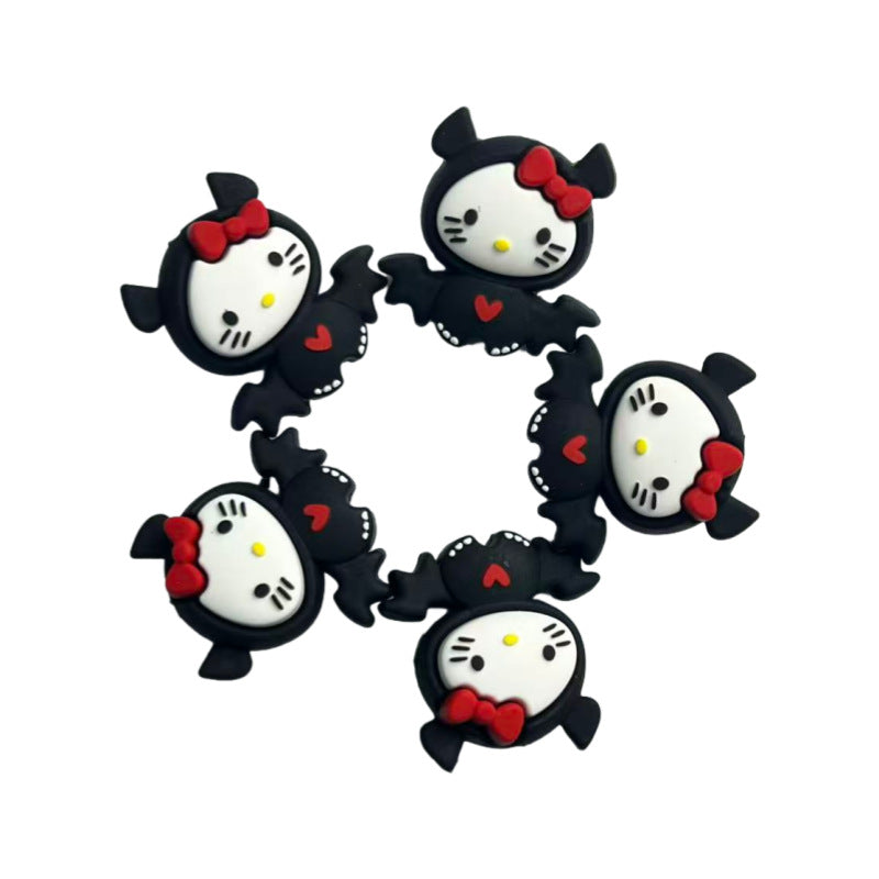Silicone 3D Focal Beads Christmas Cartoon Animals Grinch Faces with Pink Bows 20Pcs 8