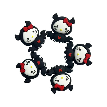 Silicone 3D Focal Beads Christmas Cartoon Animals Grinch Faces with Pink Bows 20Pcs 8