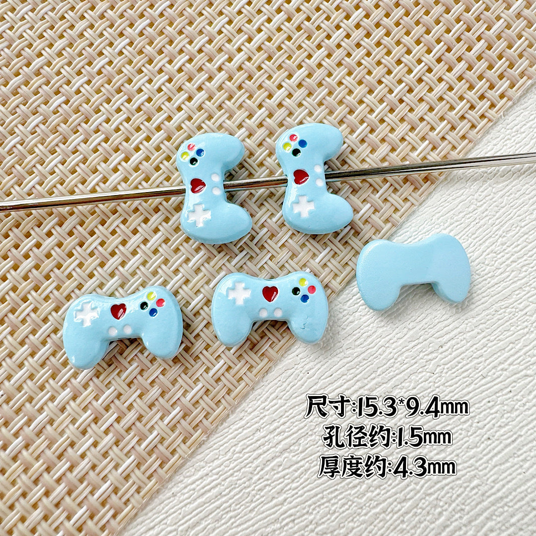 Teddy Bear and Game Controller Metal Beads Painted Alloy 10pcs 25
