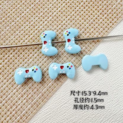 Teddy Bear and Game Controller Metal Beads Painted Alloy 10pcs 25