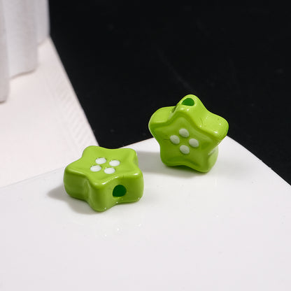 Painted Star Acrylic Beads 13mm Glossy Colorful Button 50pcs 6