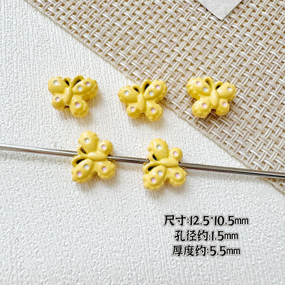 Puppy Butterfly Metal Beads 14mm 12mm Glossy Baked Finish 10pcs 20