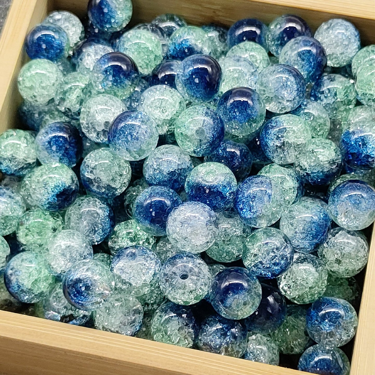 Crackle Glass Beads Round 10mm Transparent Mixed Colors 50pcs 14