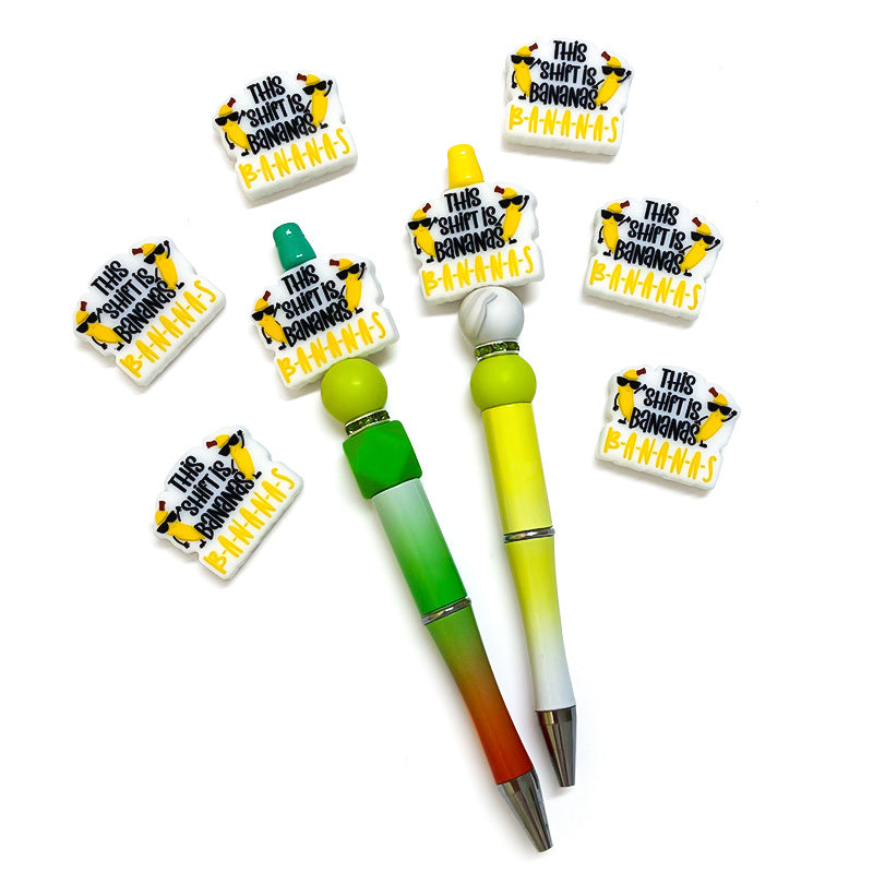 Silicone Focal Beads Banana This Shift Is Bananas Text Design 20pcs 3