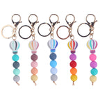 Silicone Hot Air Balloon Beaded Keychain Colorful Gradient Charm