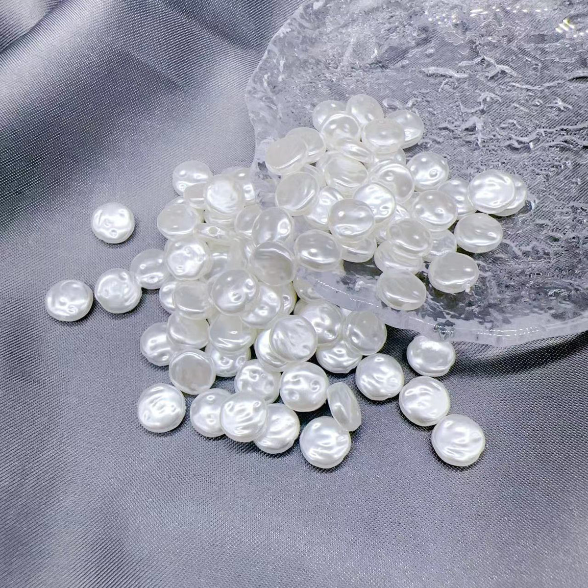 Imitation Baroque Flat Acrylic Beads 8-10-12mm Irregular ABS Plastic 100pcs 2