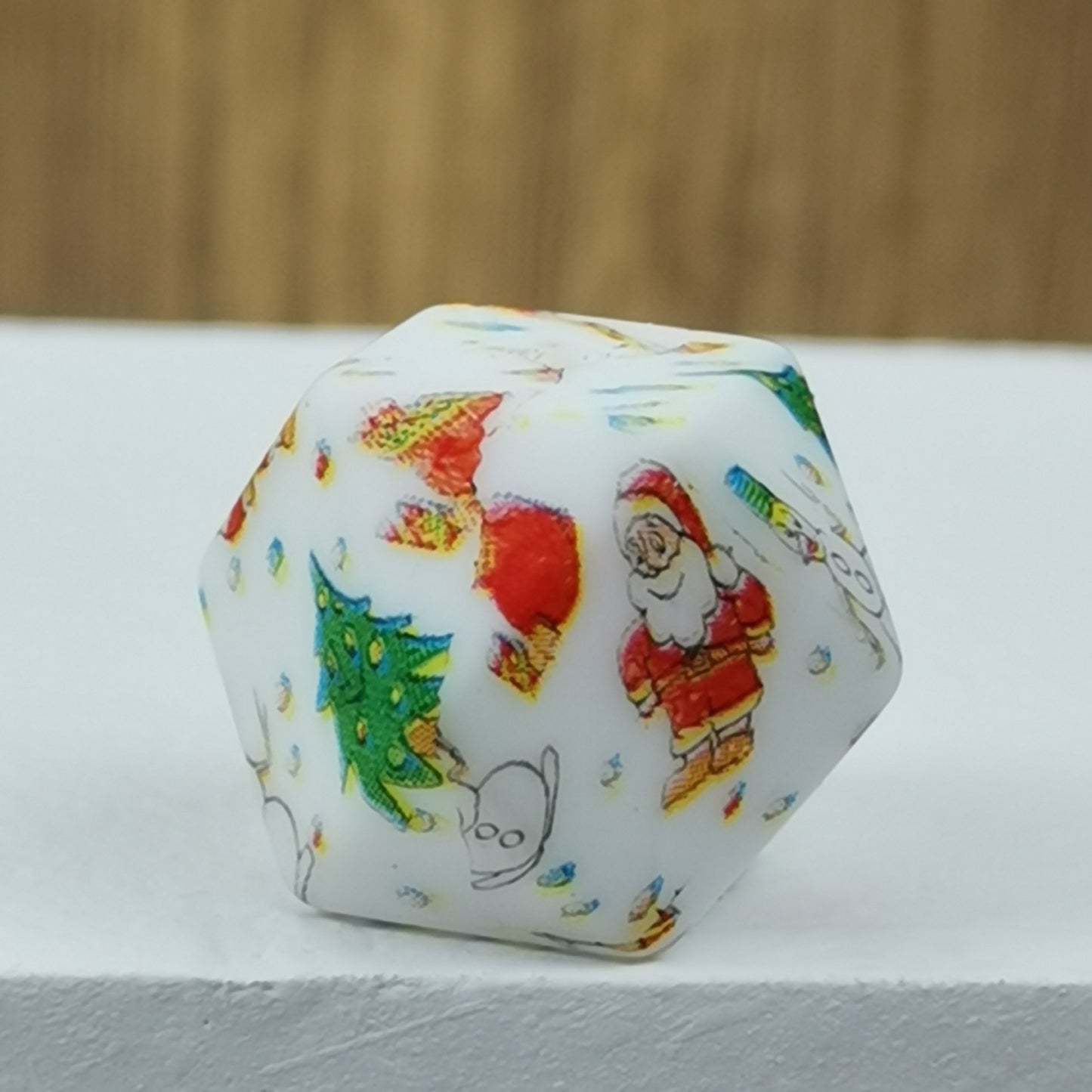 14mm Hexagon Silicone Beads Printed Camouflage Leopard Design 50pcs