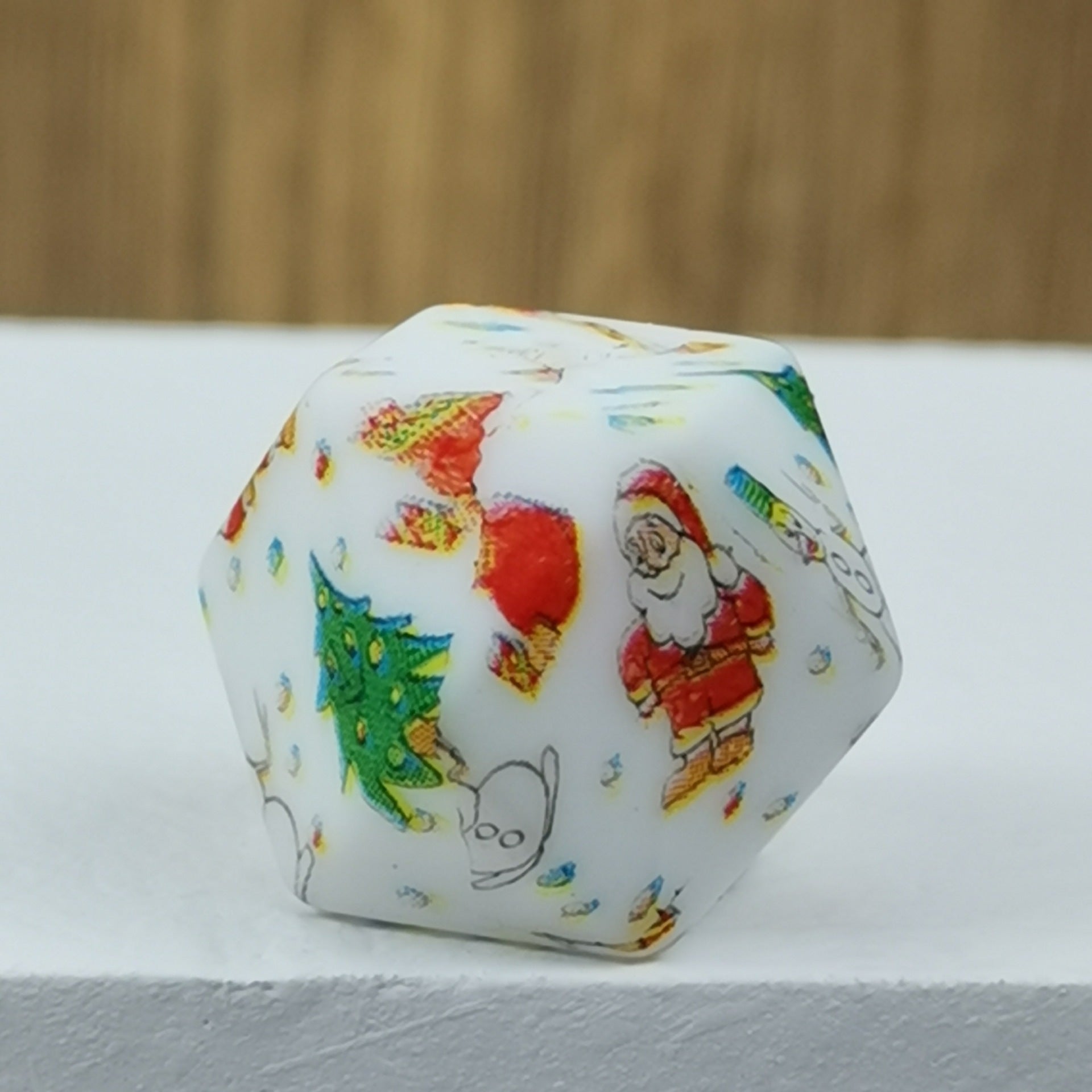 14mm Hexagon Silicone Beads Printed Camouflage Leopard Design 50pcs
