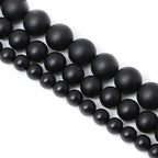 Black Frosted Round Glass Beads 4-14mm Matte Smooth Finish