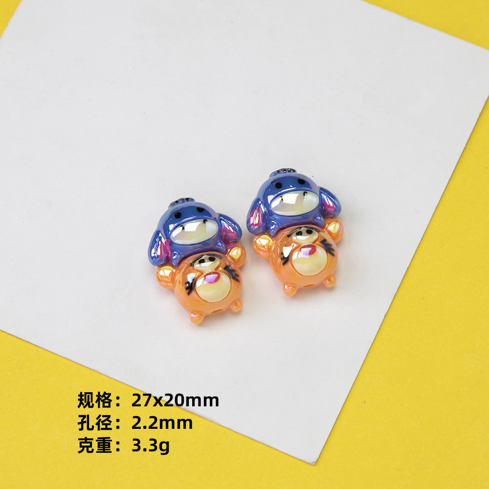 Cartoon Character Stack Series Resin Beads Glossy Jenga Block Shape 20pcs 11