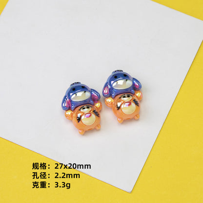 Cartoon Character Stack Series Resin Beads Glossy Jenga Block Shape 20pcs 11