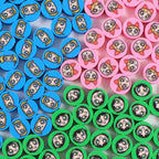 Flat Clay Beads 9mm Power Puff Girl Polymer Colorful 100pcs