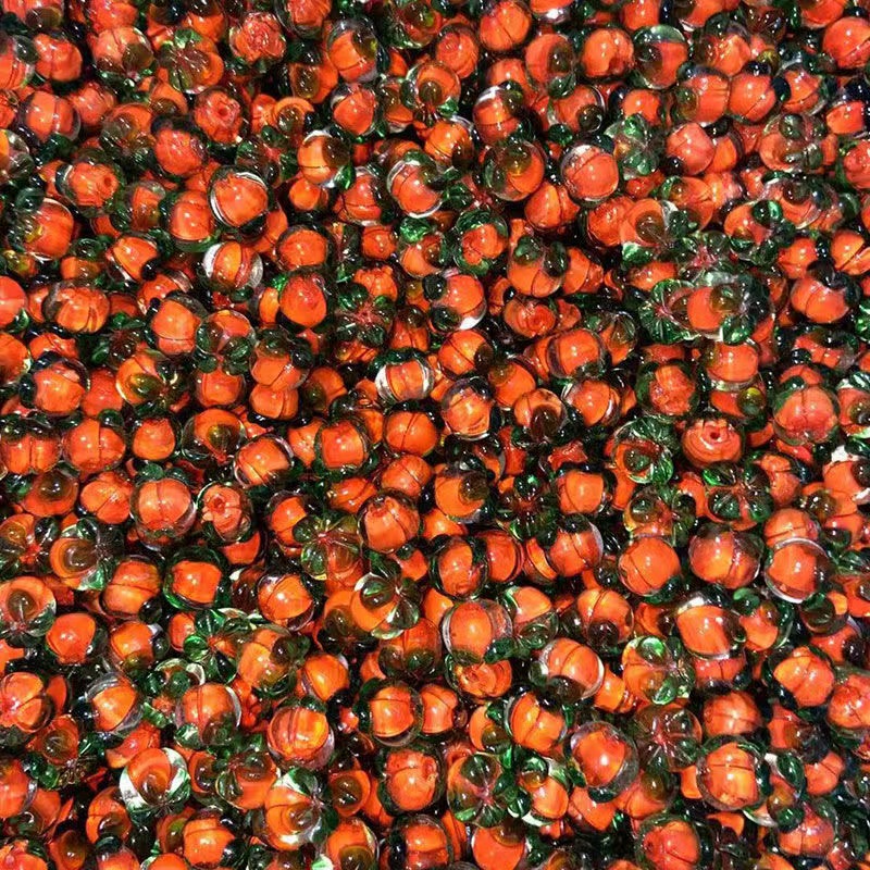 Lampwork Glass Beads Fruit Series Handmade Orange Green 10pcs 4