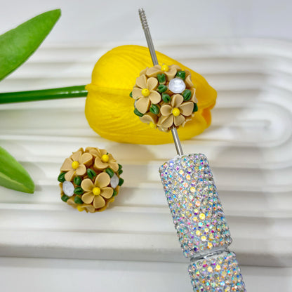 Flower Cluster Clay Beads 20mm Fresh Camellia Polymer 10pcs 12