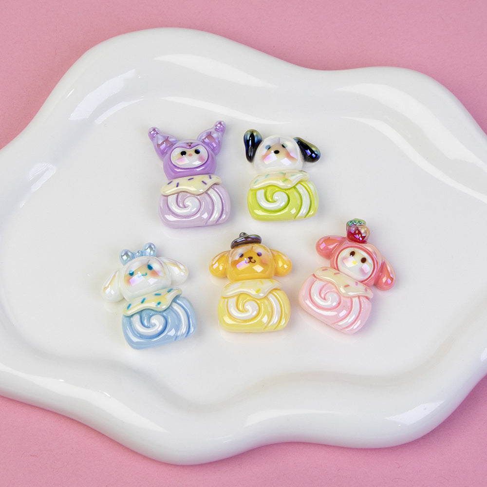 Sanrio Swiss Roll Series Resin Beads Playful Pastel Mixed 10pcs 6