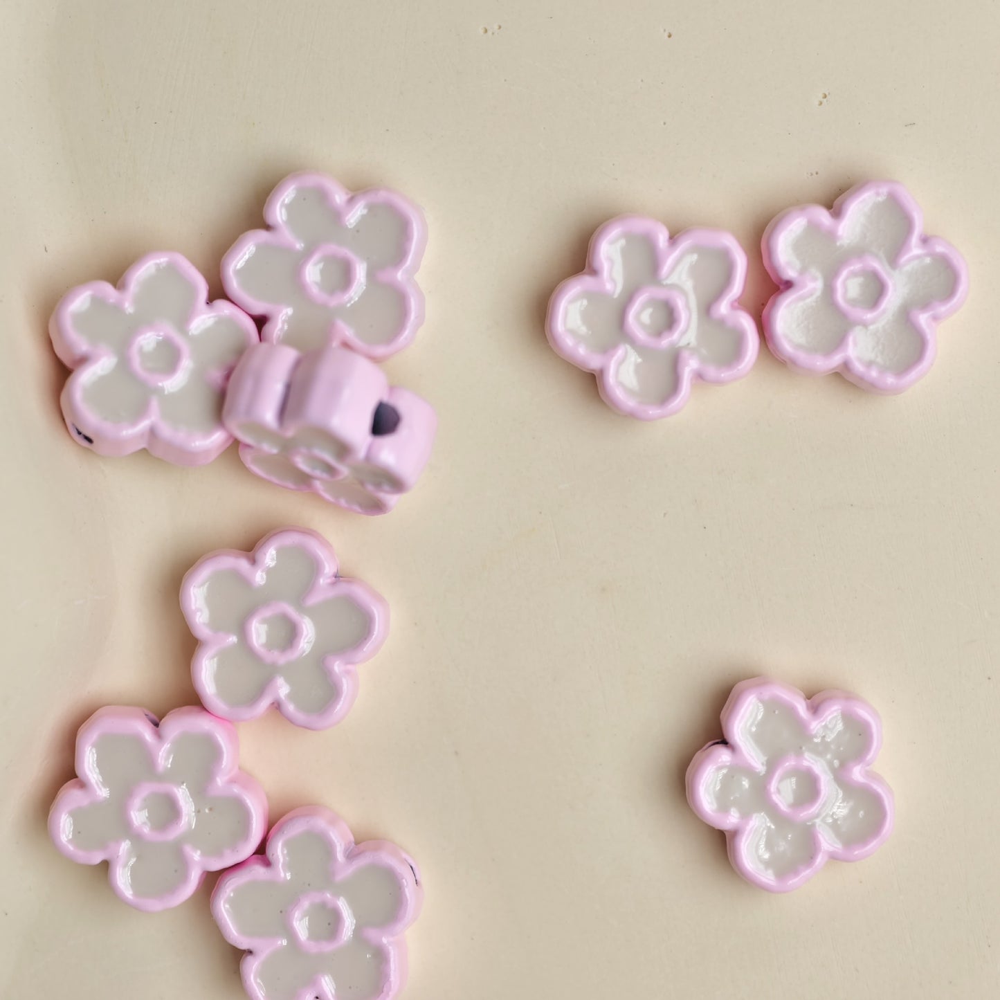 Flower Metal Beads 10mm Baking Painted Two-Color Zinc Alloy 10pcs 11