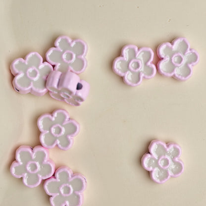 Flower Metal Beads 10mm Baking Painted Two-Color Zinc Alloy 10pcs 11