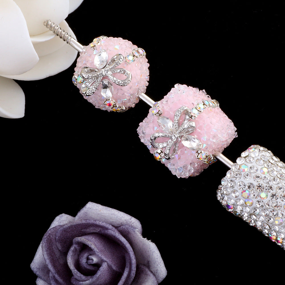Square Rhinestone Beads 18mm 19mm Imitation Granulated Sugar Gift Box 2pcs 9