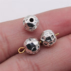 Round Metal Beads 8mm Imitation Lunar Pits Hammered Silver Alloy 30pcs