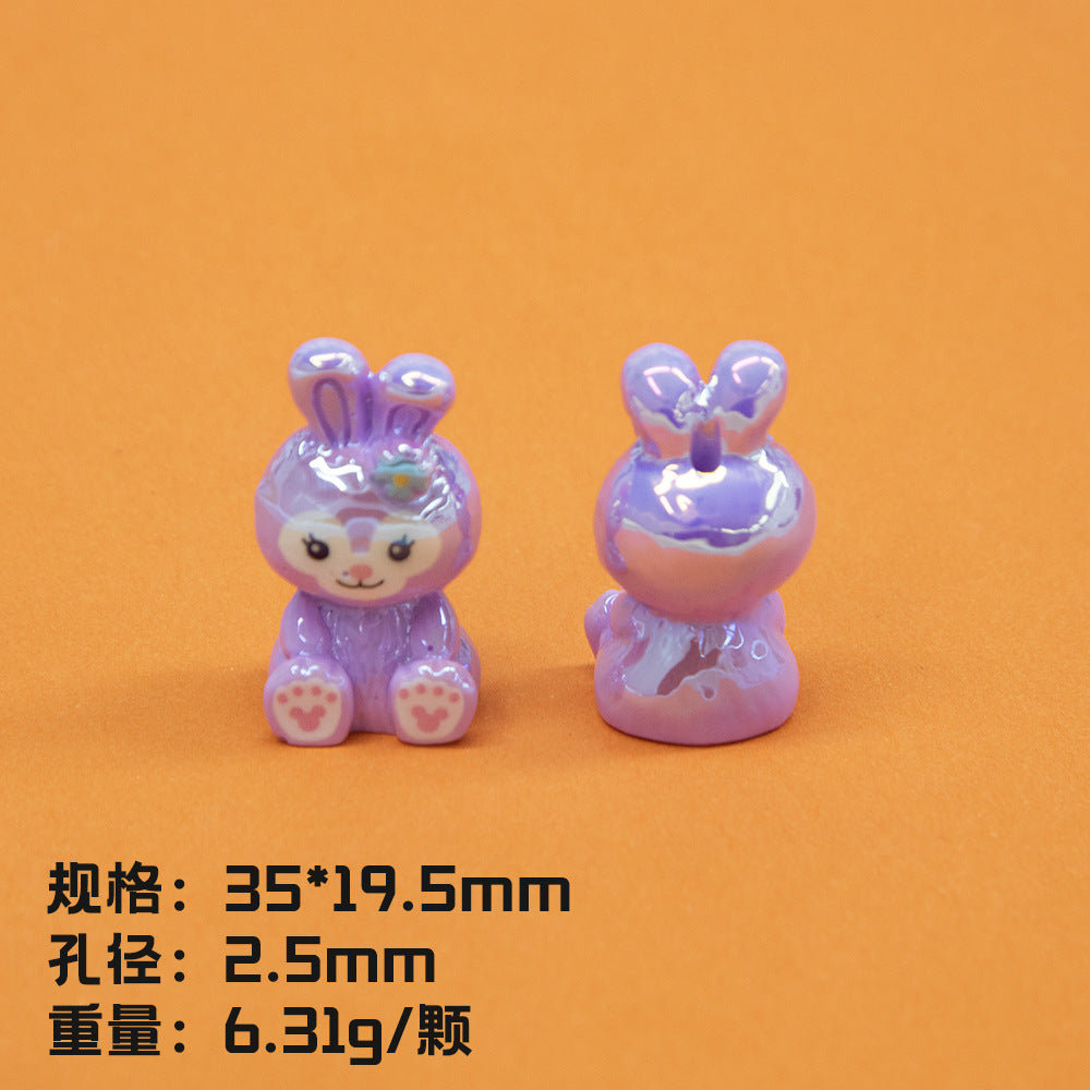 Plating 3D Animal Resin Beads Charming Glossy Disney Series 10pcs 8