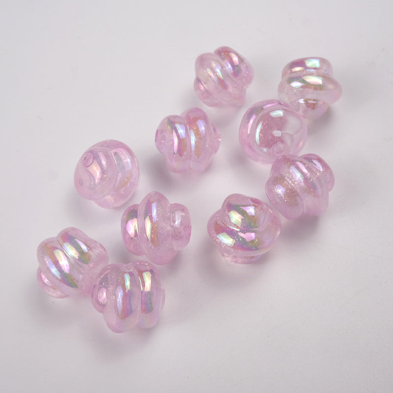 UV Plating Twisted Acrylic Beads 17mm Glitter Powder 50pcs 3