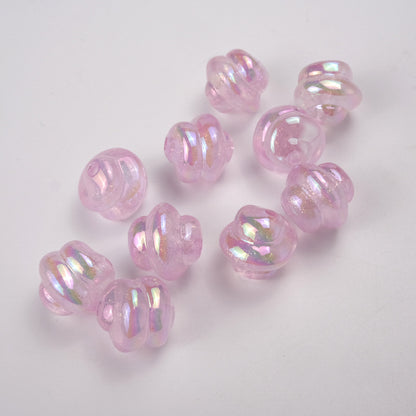 UV Plating Twisted Acrylic Beads 17mm Glitter Powder 50pcs 3