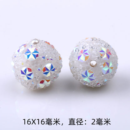 Rhinestone Bubblegum Beads 16mm Macaron Colored Holographic 1pc 12