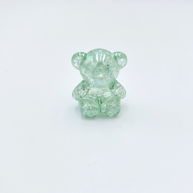 Crackle Bear Acrylic Beads 31mm Glossy Textured Pastel 5pcs 10