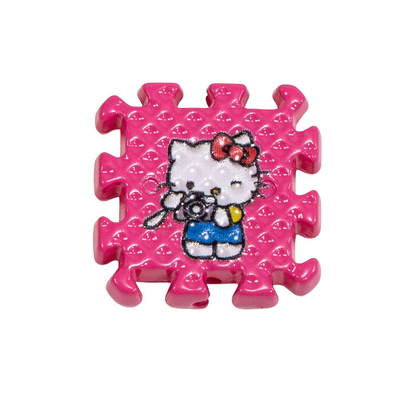Hello KT Puzzle Acrylic Square Beads 18mm Colorful 10pcs 20