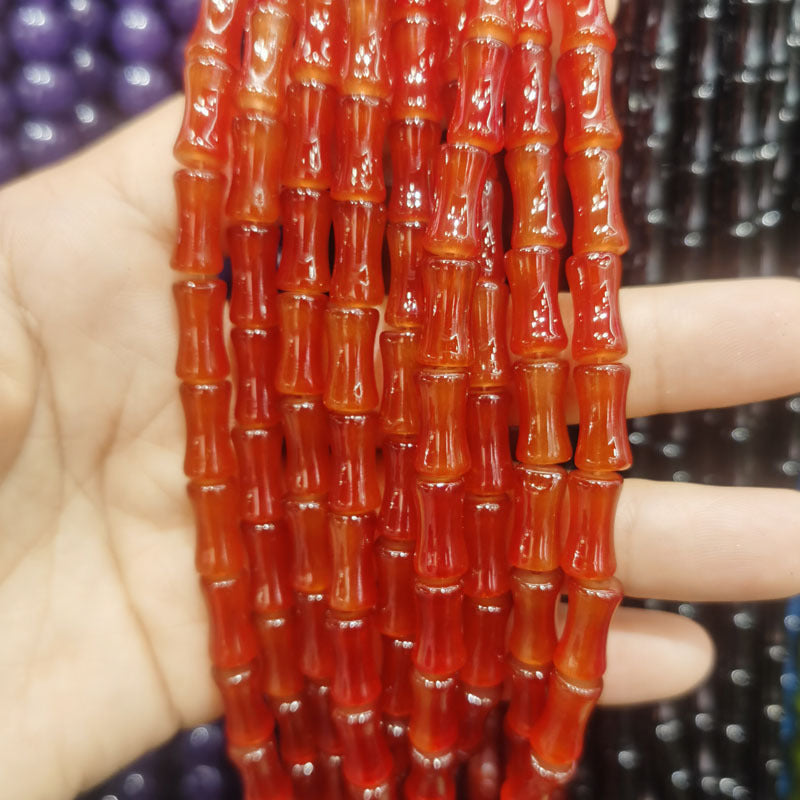 Transparent Bamboo Shape Glass Beads 6x12mm Glossy Finish 5 Strands 8