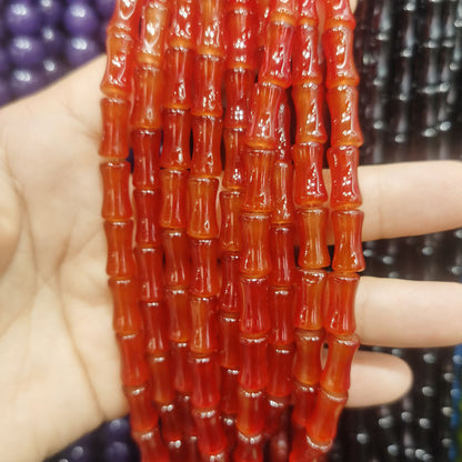 Transparent Bamboo Shape Glass Beads 6x12mm Glossy Finish 5 Strands 8