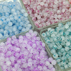 Frosted Round Glass Beads 6mm Colorful Speckled Matte Finish 50pcs