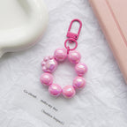 Acrylic Beaded Cat Claw Keychain Glossy Pink Circle Charm 2