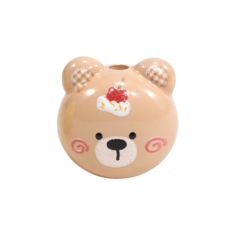Cartoon Character Bear Head Acrylic Beads 17mm Colorful 10pcs 26