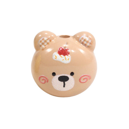 Cartoon Character Bear Head Acrylic Beads 17mm Colorful 10pcs 26