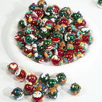 Hand Painted Christmas Socks Acrylic Beads 16.7*15mm Colorful 10pcs 3