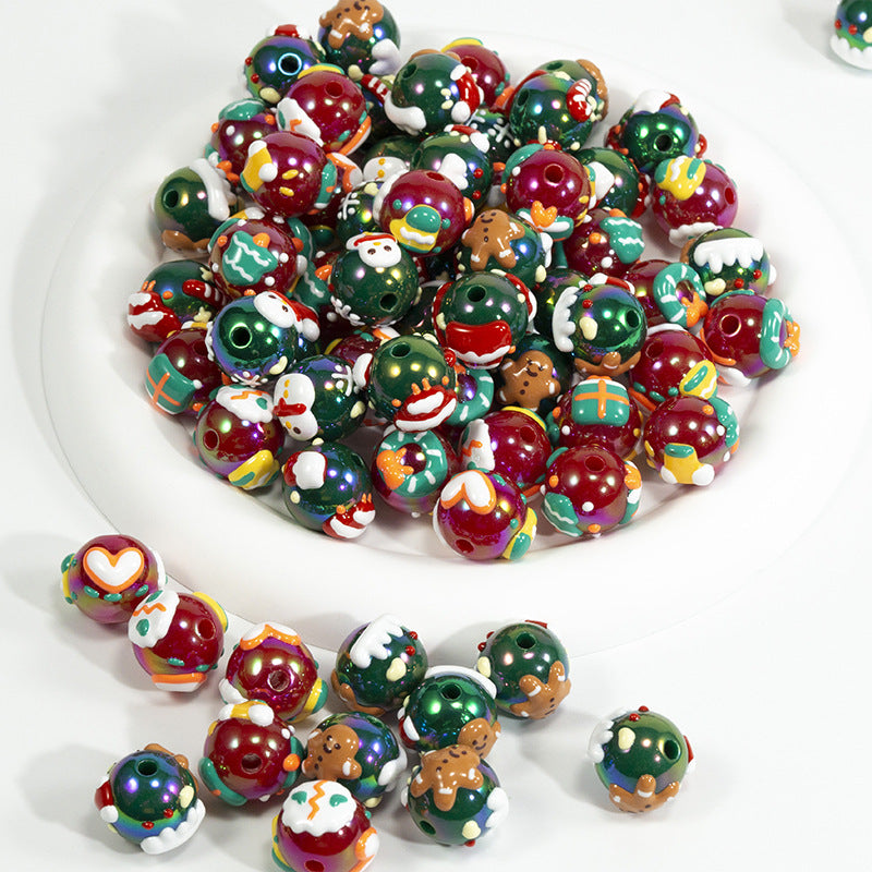 Hand Painted Christmas Socks Acrylic Beads 16.7*15mm Colorful 10pcs 3