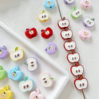 Apple Metal Beads 13mm Glossy Painted Multicolor 10pcs 3